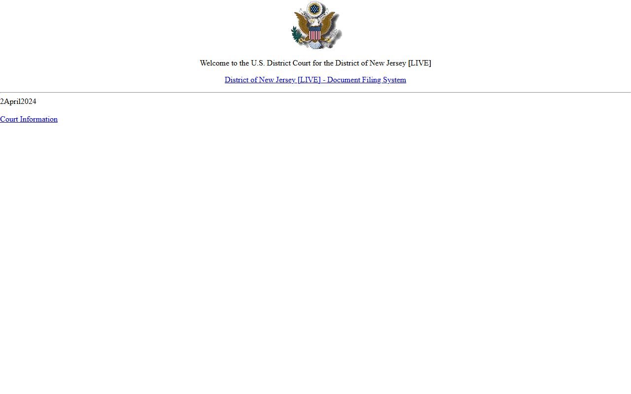 Mercer County federal criminal records CM/ECF login for the District of New Jersey