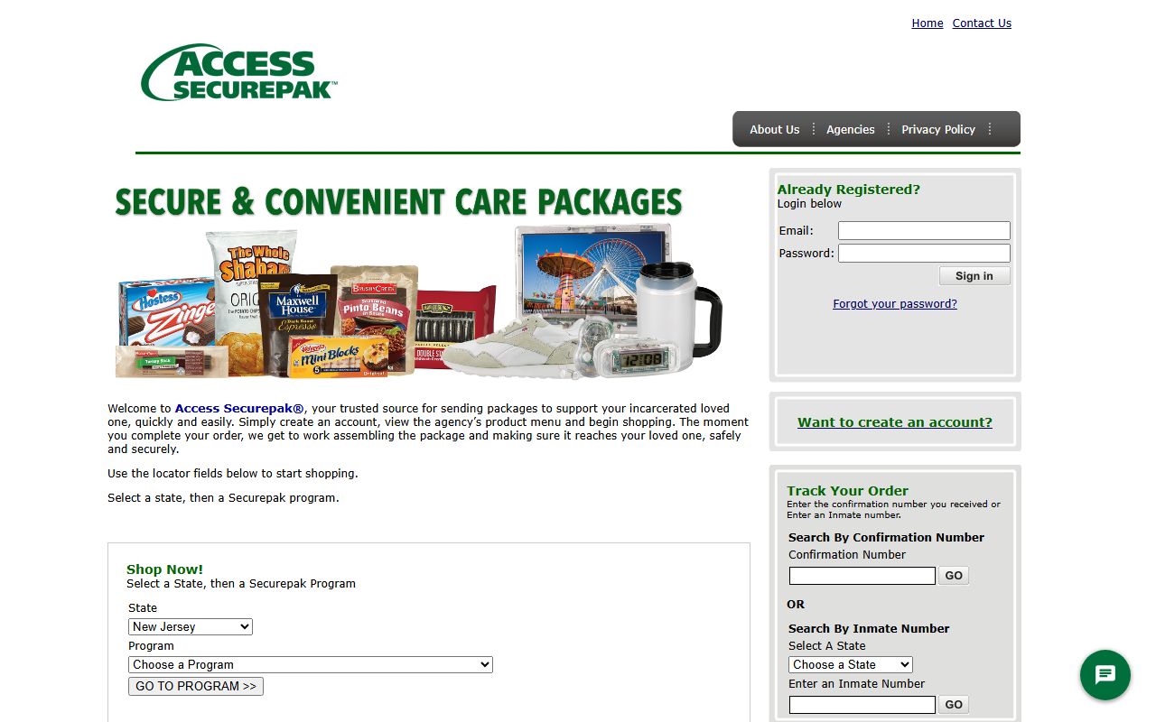 Mercer County inmate records Access Securepak New Jersey package portal
