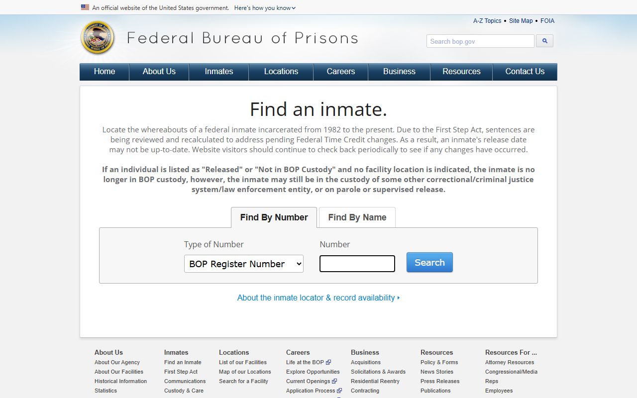 Mercer County released inmates search on the Federal Bureau of Prisons inmate locator