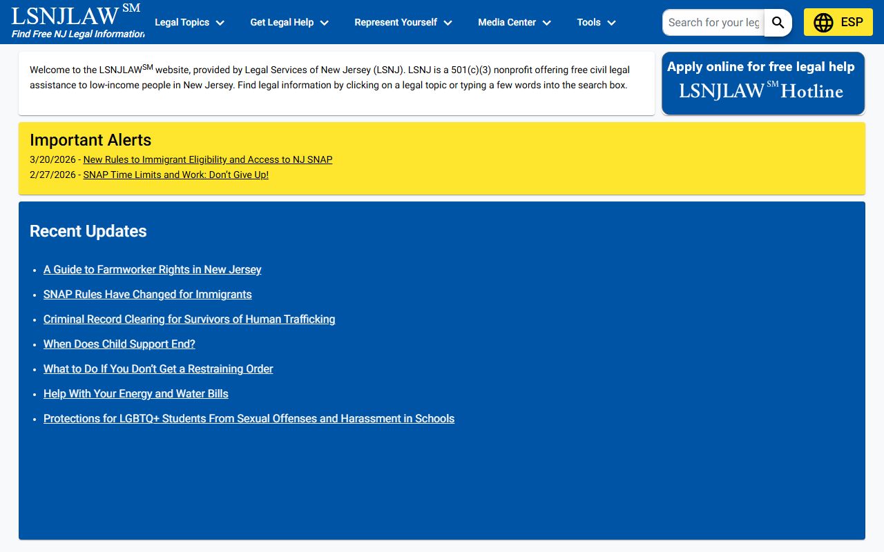 Mercer County public records civil legal aid at Legal Services of New Jersey